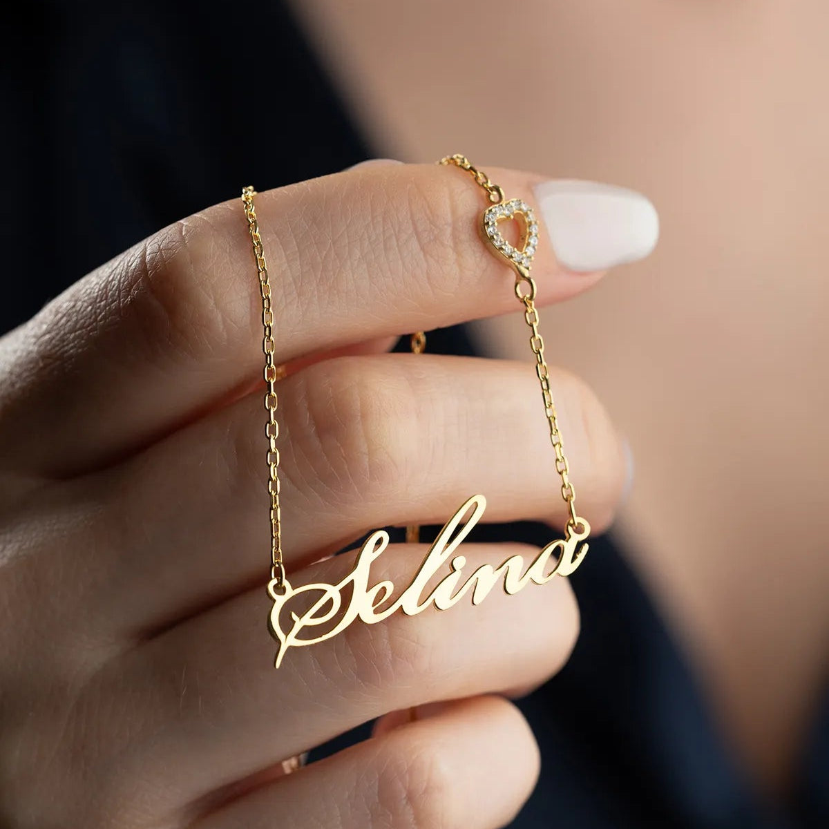 Collier de noms avec cœur - 925 argent sterling
