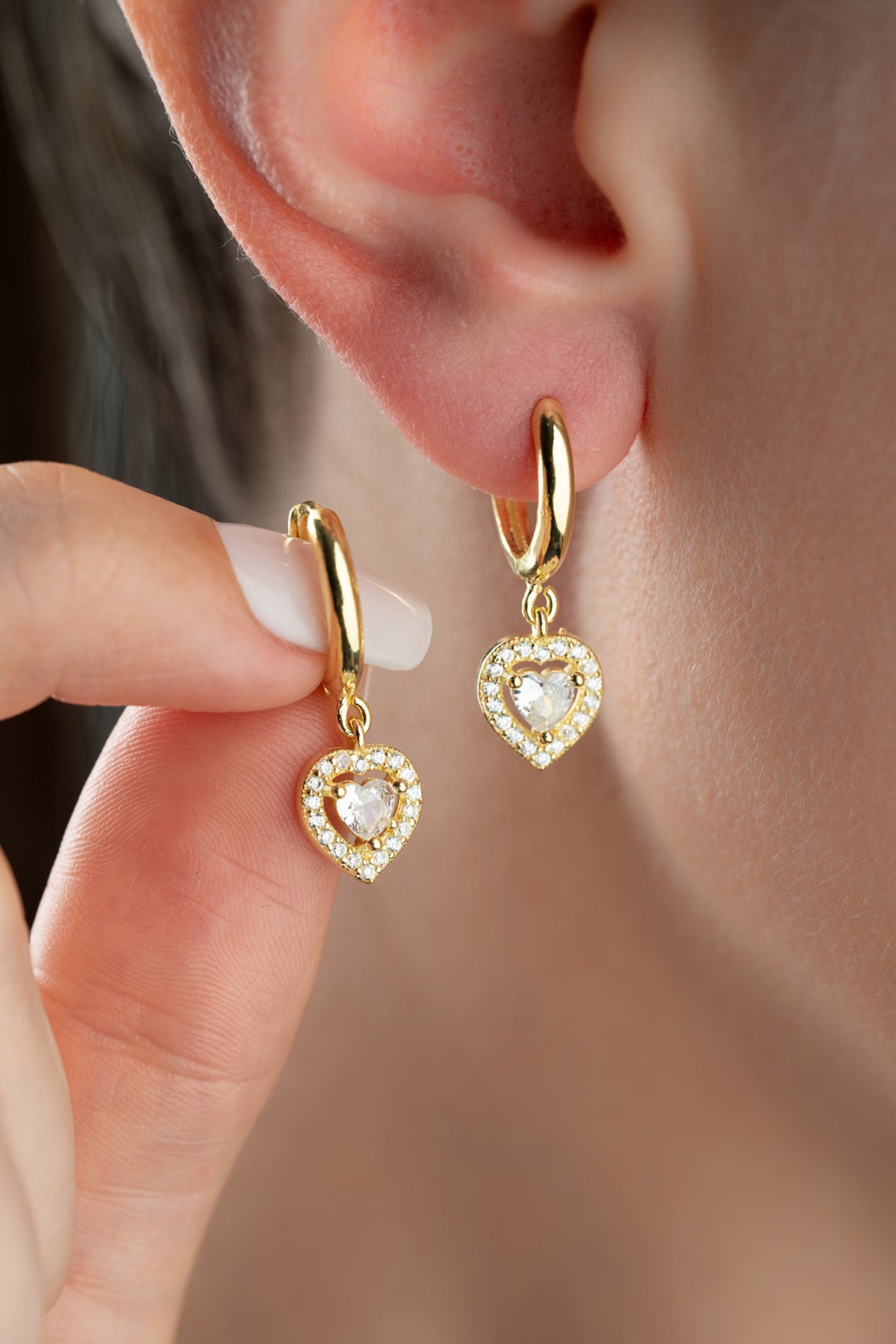 Boucles d'oreilles de cœur - pendentif en forme de coeur en or ou en argent