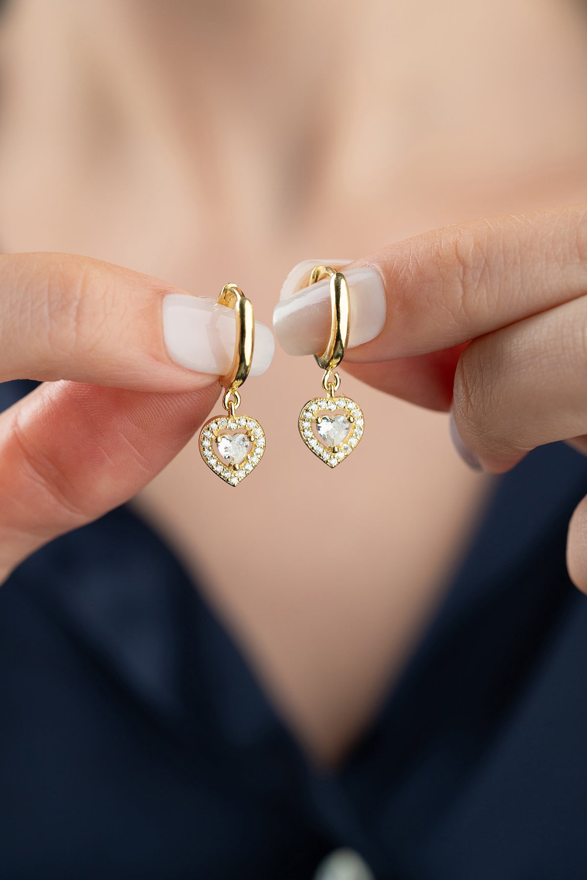 Boucles d'oreilles de cœur - pendentif en forme de coeur en or ou en argent