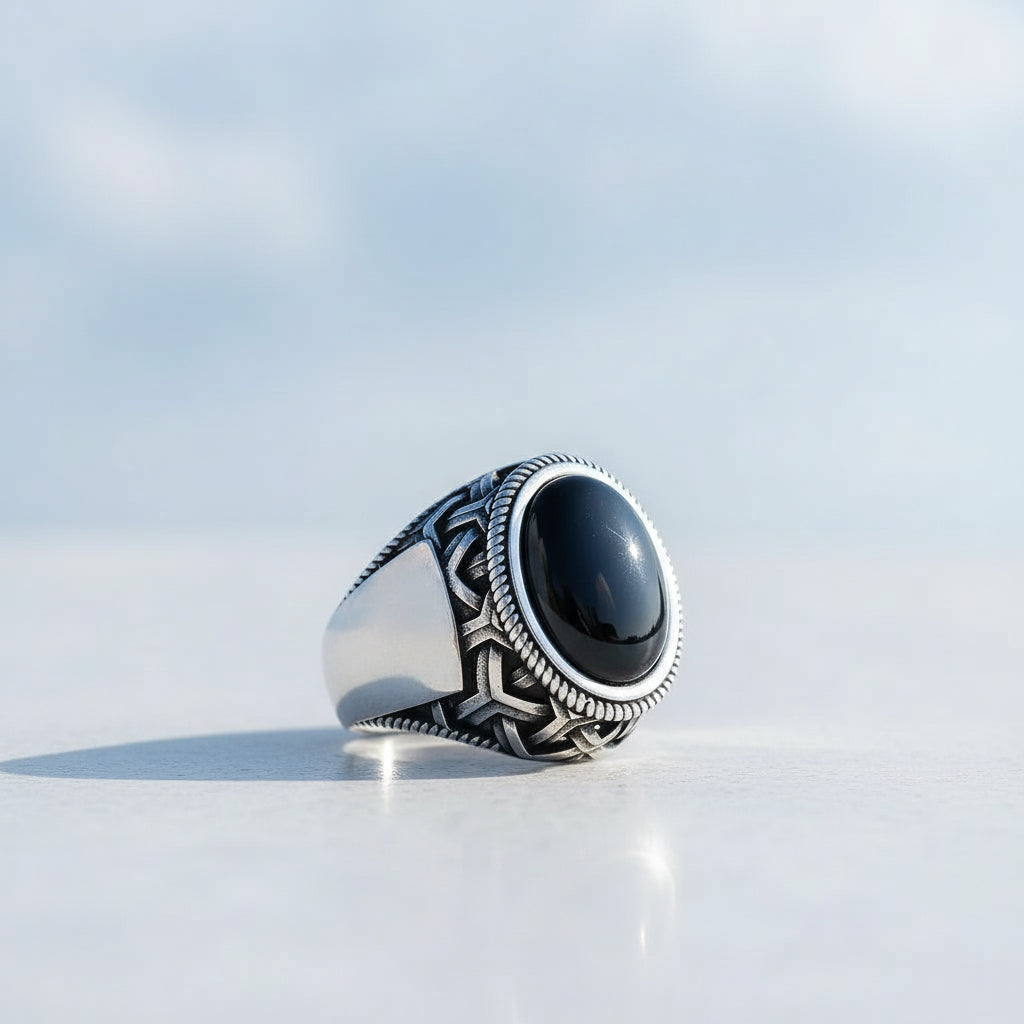 Zilveren Heren Ring Met Onyx
