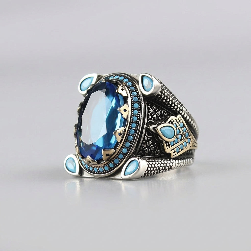 Bague Homme Ocean Blue Mystic Topaze | Argent 925