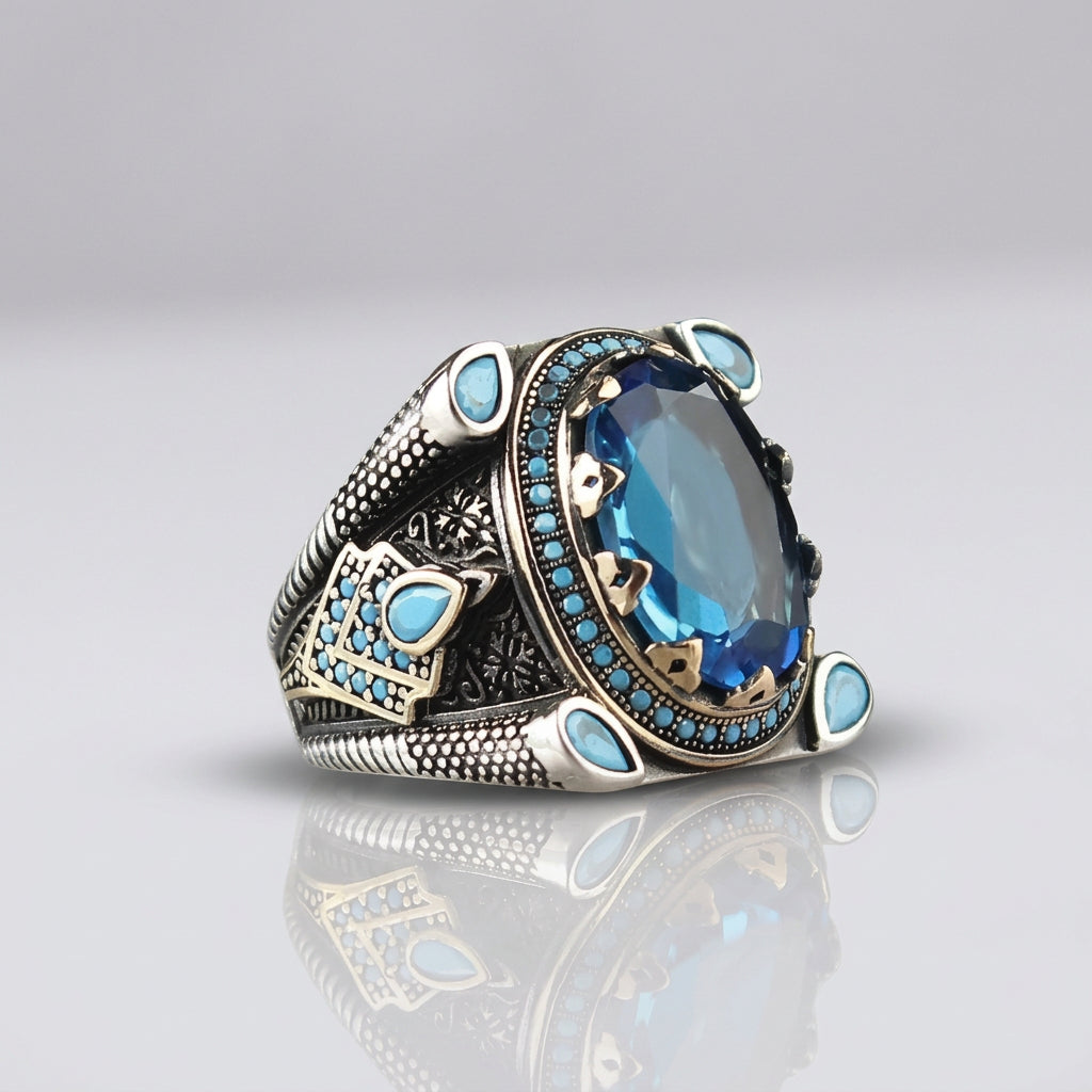Bague Homme Ocean Blue Mystic Topaze | Argent 925