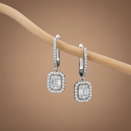 Boucles d'oreilles de luxe en argent avec DMNK002 de la zircone blanche