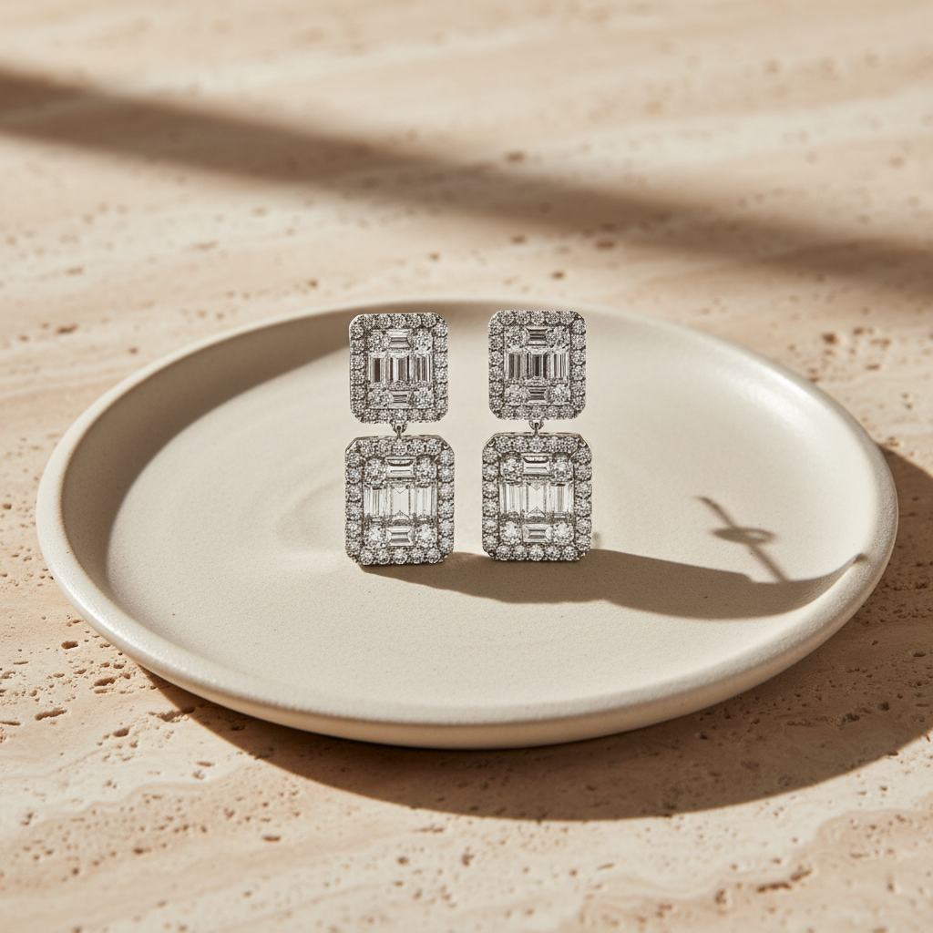 Boucles d'oreilles de luxe en argent avec DMNK005 de la zircone blanche