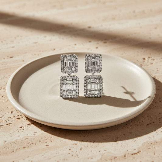 Boucles d'oreilles de luxe en argent avec DMNK005 de la zircone blanche