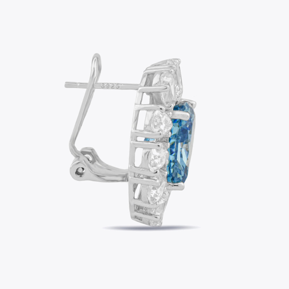 Zilveren luxe oorbellen met blauwe en witte zirconia's DMNK011
