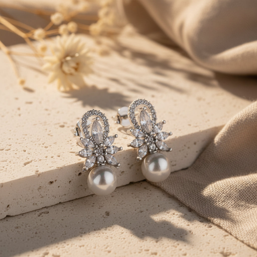 Parel Oorbellen met Zirkonia | 925 Zilver
