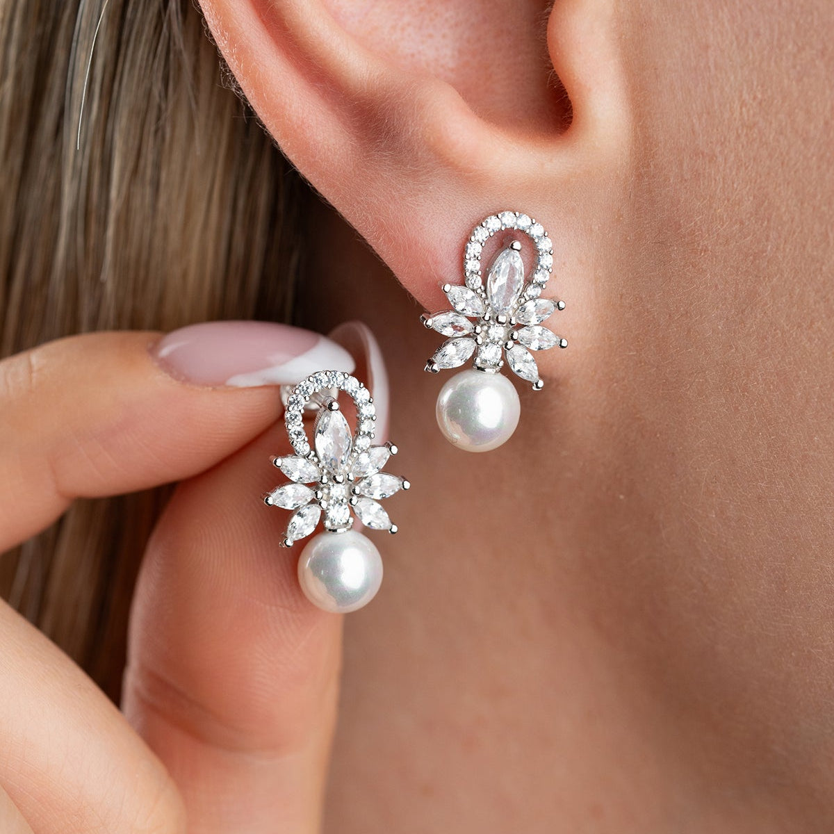 Parel Oorbellen met Zirkonia | 925 Zilver