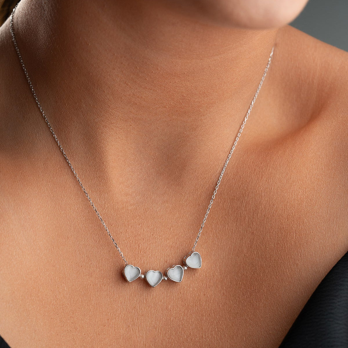 Klaver Ketting met Witte Steen | 925 Zilver