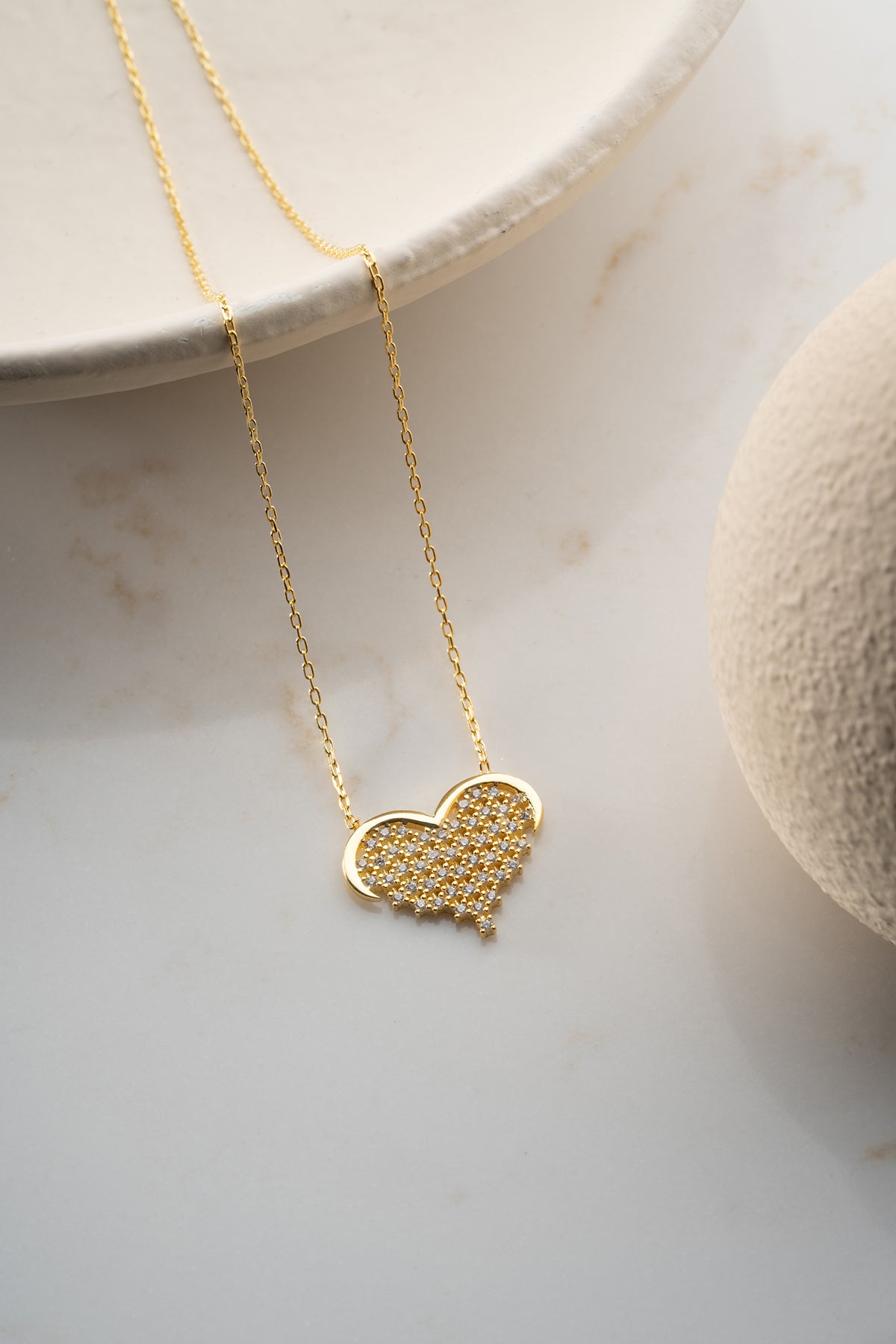 Collier de coeur avec des pierres - 925 argent