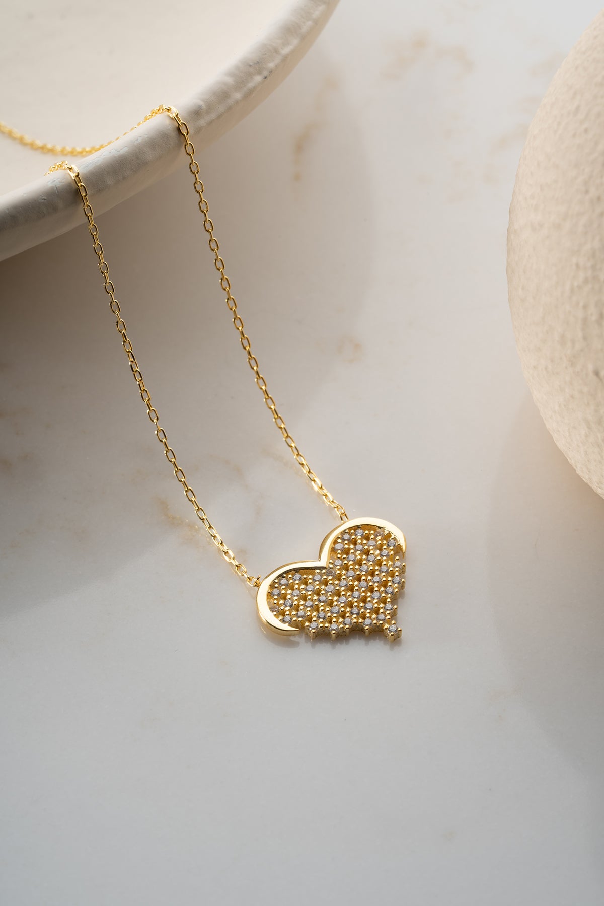 Collier de coeur avec des pierres - 925 argent