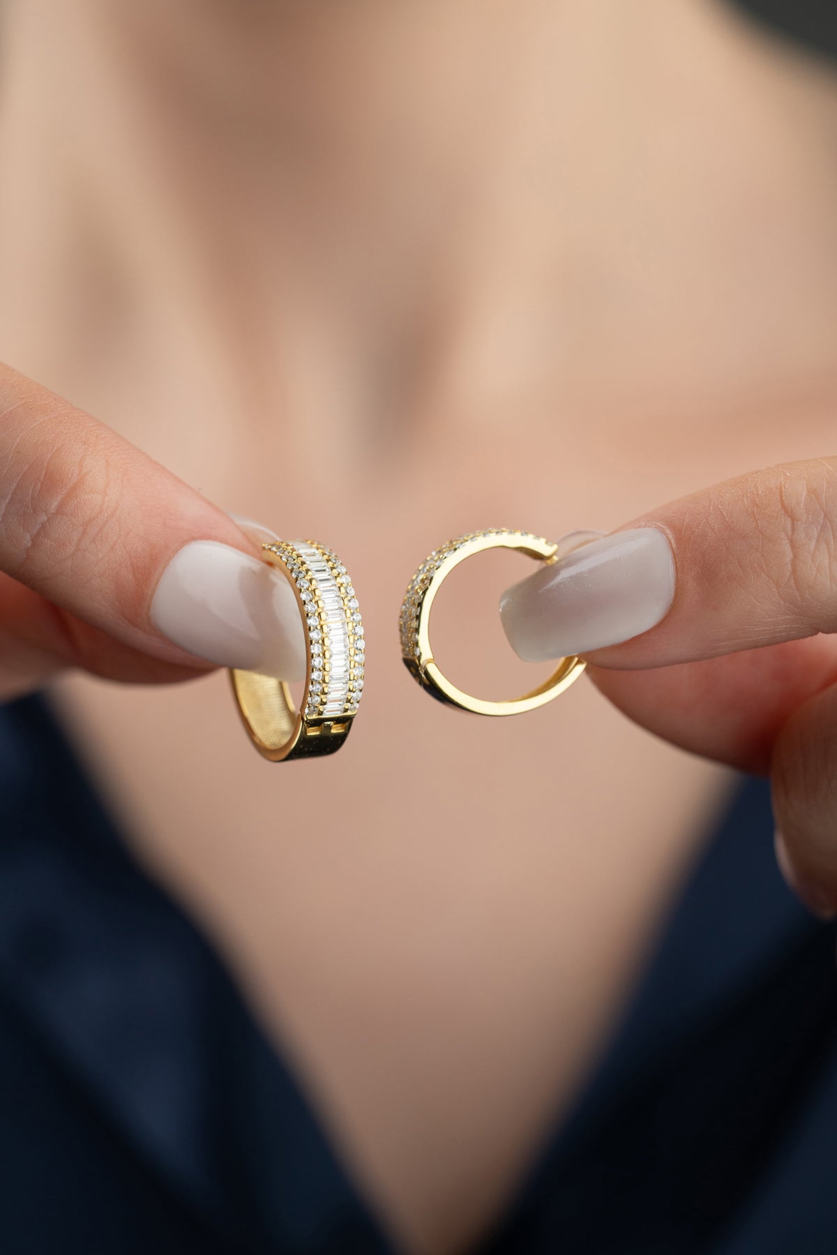 Baguette Glow - Boucles d'oreilles élégantes avec des pierres de baguette