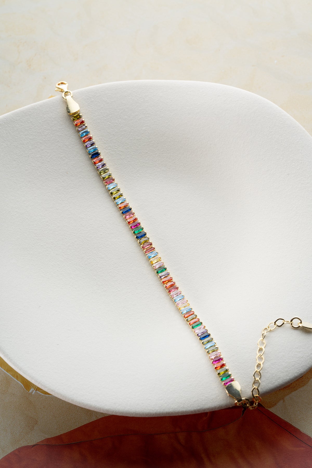 Bracelet avec des pierres colorées - 925 argent doré