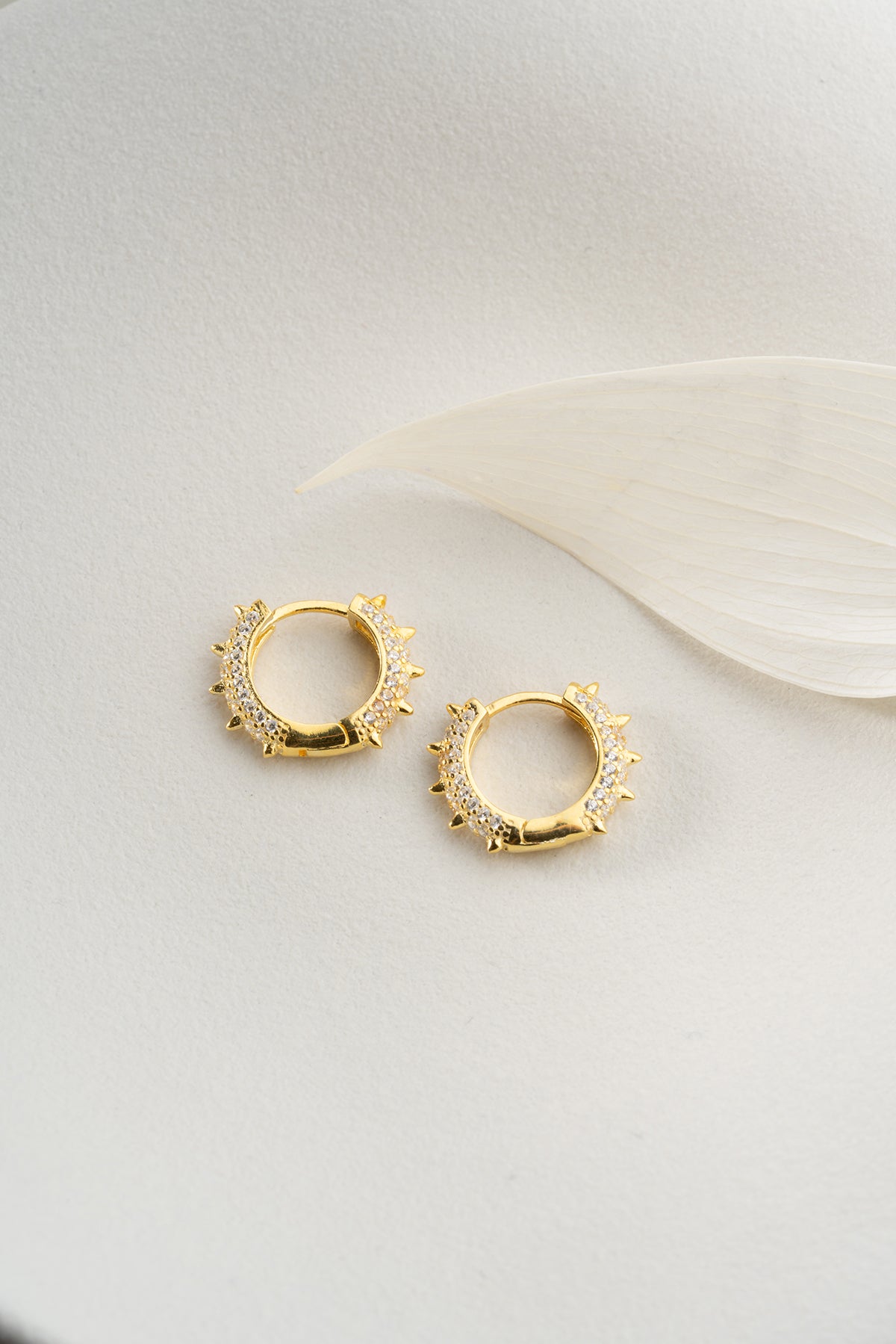 Stellaire Spike Oorringen - Zircone pic sur des cerceaux