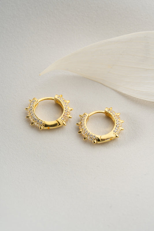 Stellaire Spike Oorringen - Zircone pic sur des cerceaux