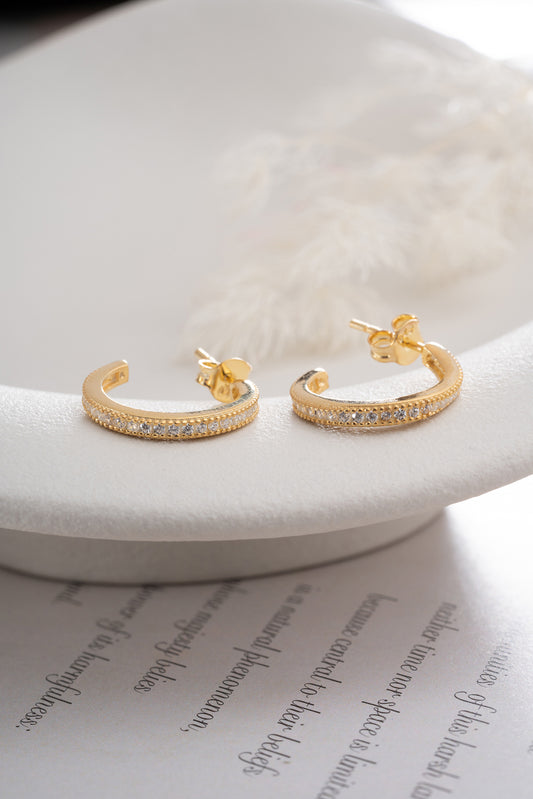 Boucles d'oreilles créoles – Argent 925 avec pierres