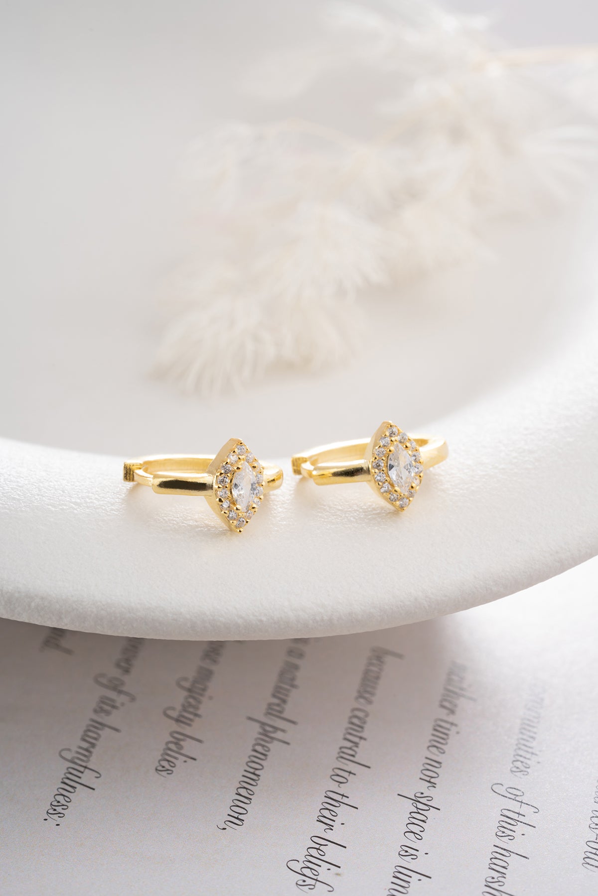 925 Sterling Silver Hoop Earrings with Marquise Stone