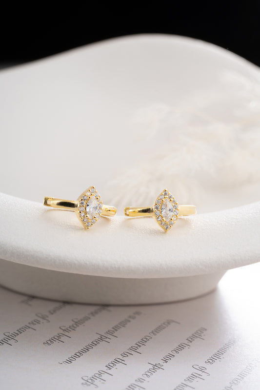 Boucles d'oreilles créoles en argent sterling 925 avec pierre marquise