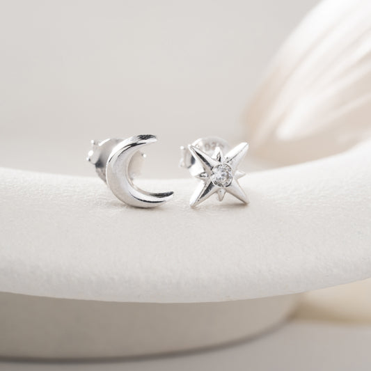 Boucles d'oreilles Lune et Étoile