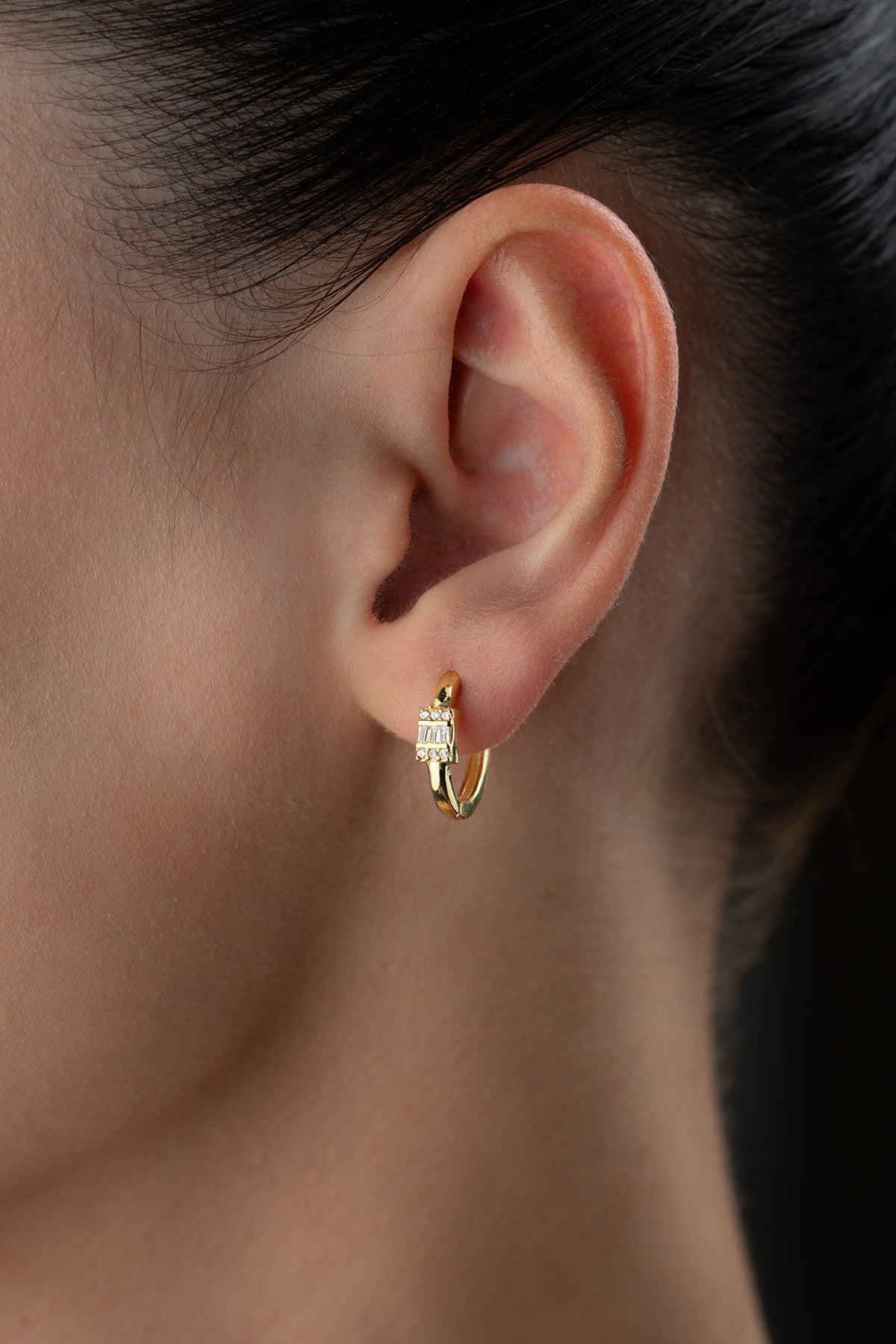 925 Zilveren Hoepeloorbellen met Baguette Steentjes