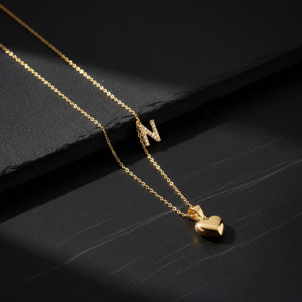925 Collier en argent sterling avec cœur et lettre
