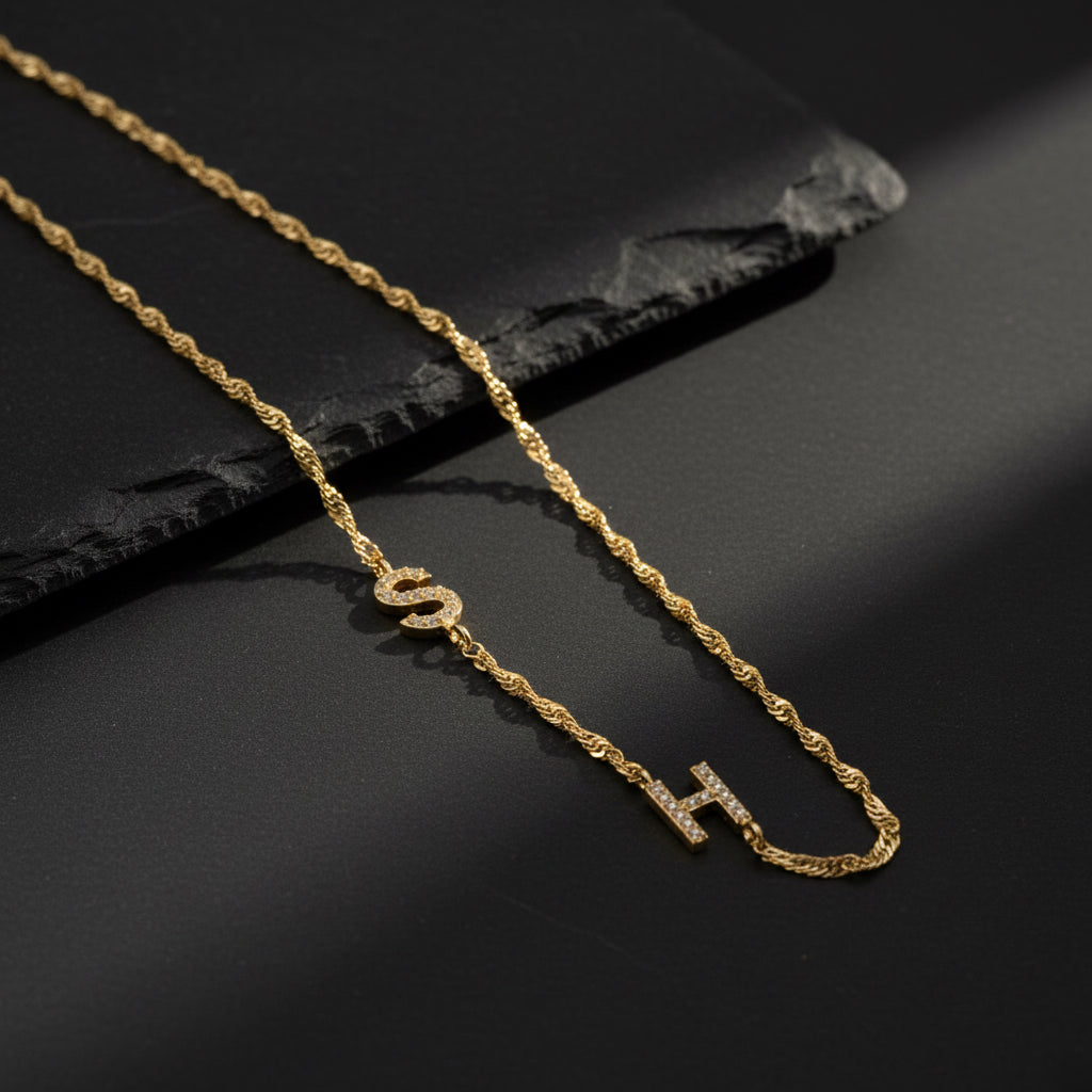 Collier à double lettre personnalisé - 925 argent
