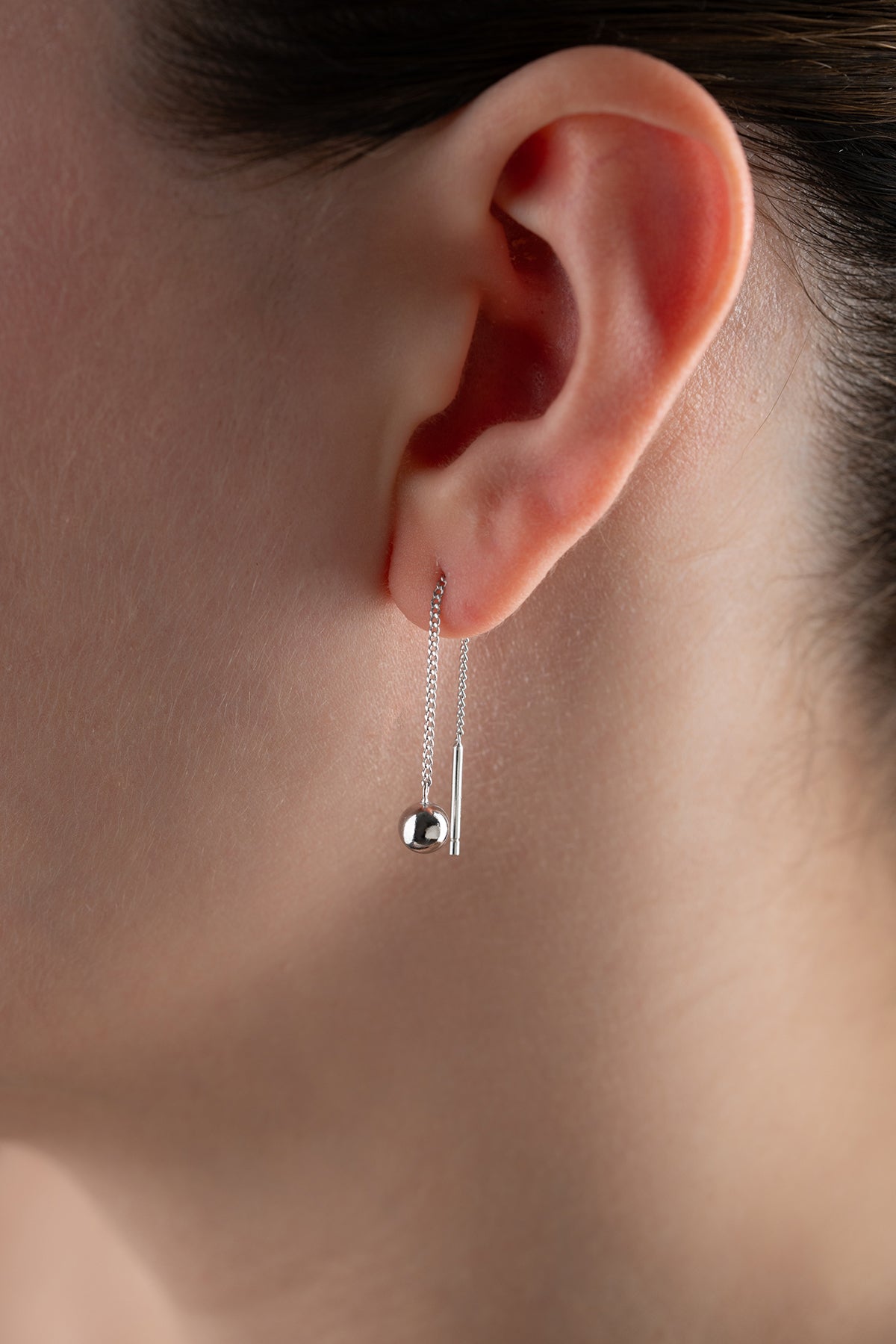Boucles d'oreilles en argent avec chaîne & Balle