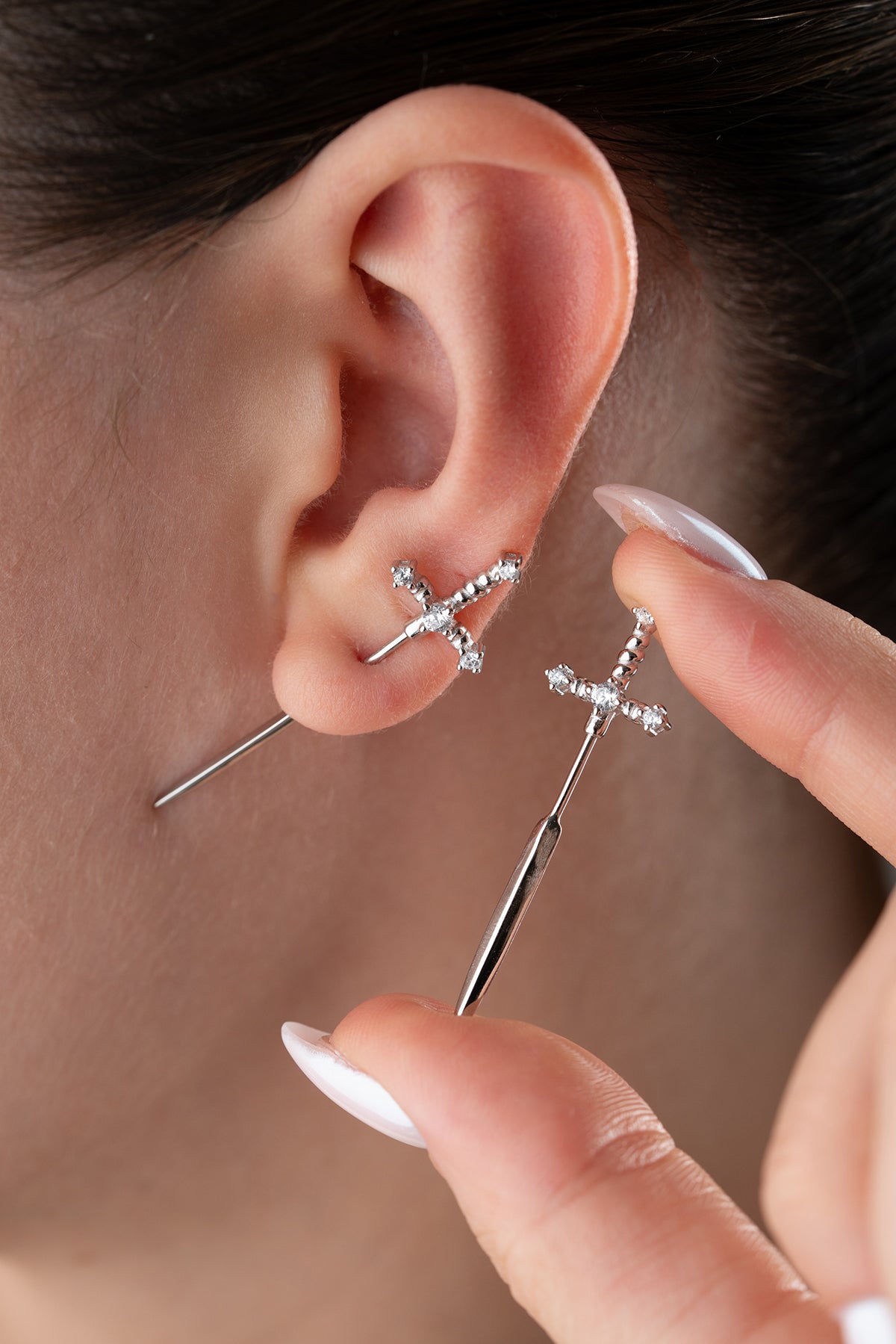 Boucles d'oreilles en argent avec des pierres en zircone