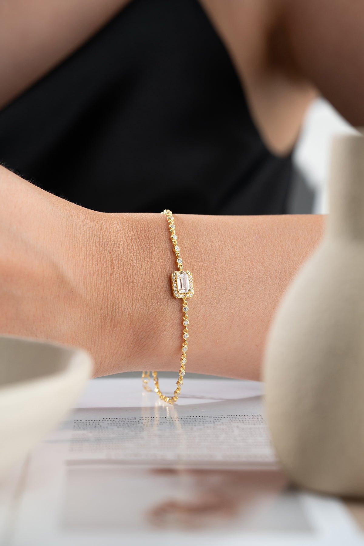 925 Zilver Baguette Steen Armband