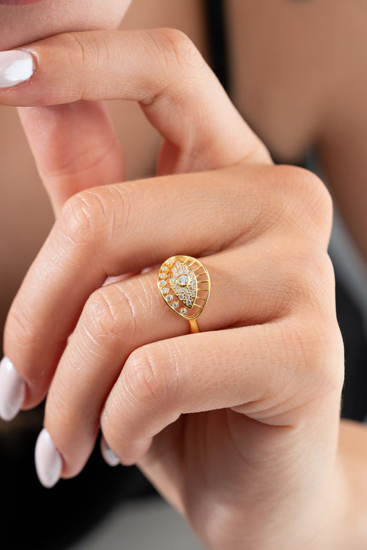 925 Silver Blue Aura Eye Ring