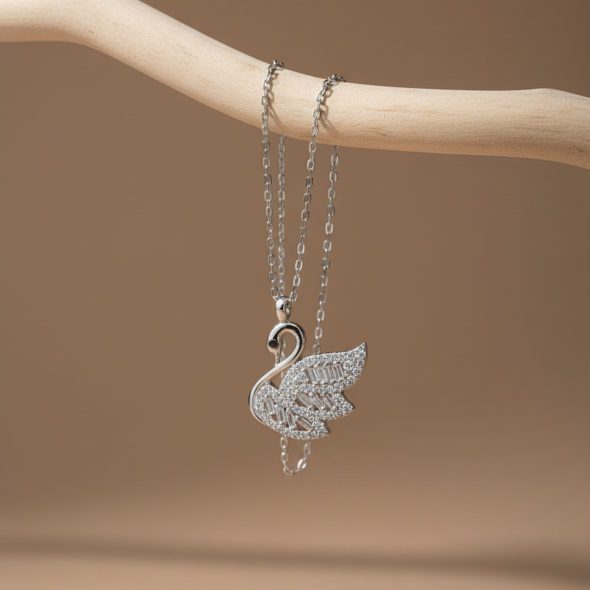 Zwaan Ketting met Zirkonia | 925 Zilver