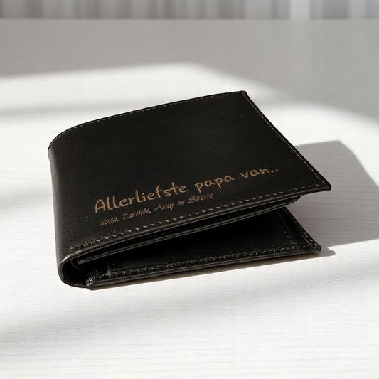 Portefeuille en cuir noir avec nom 174