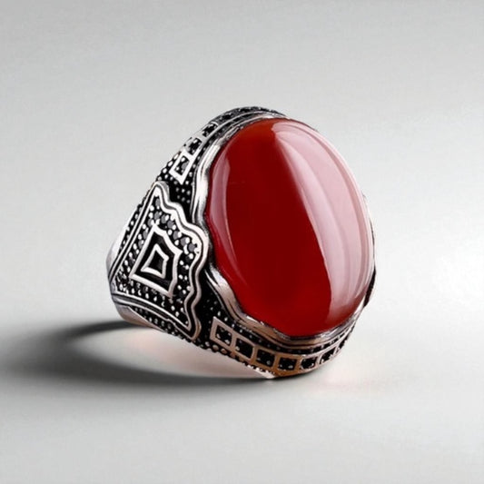 Bague pour homme en argent avec pierre d'agate