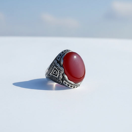 Bague pour homme en argent avec pierre d'agate