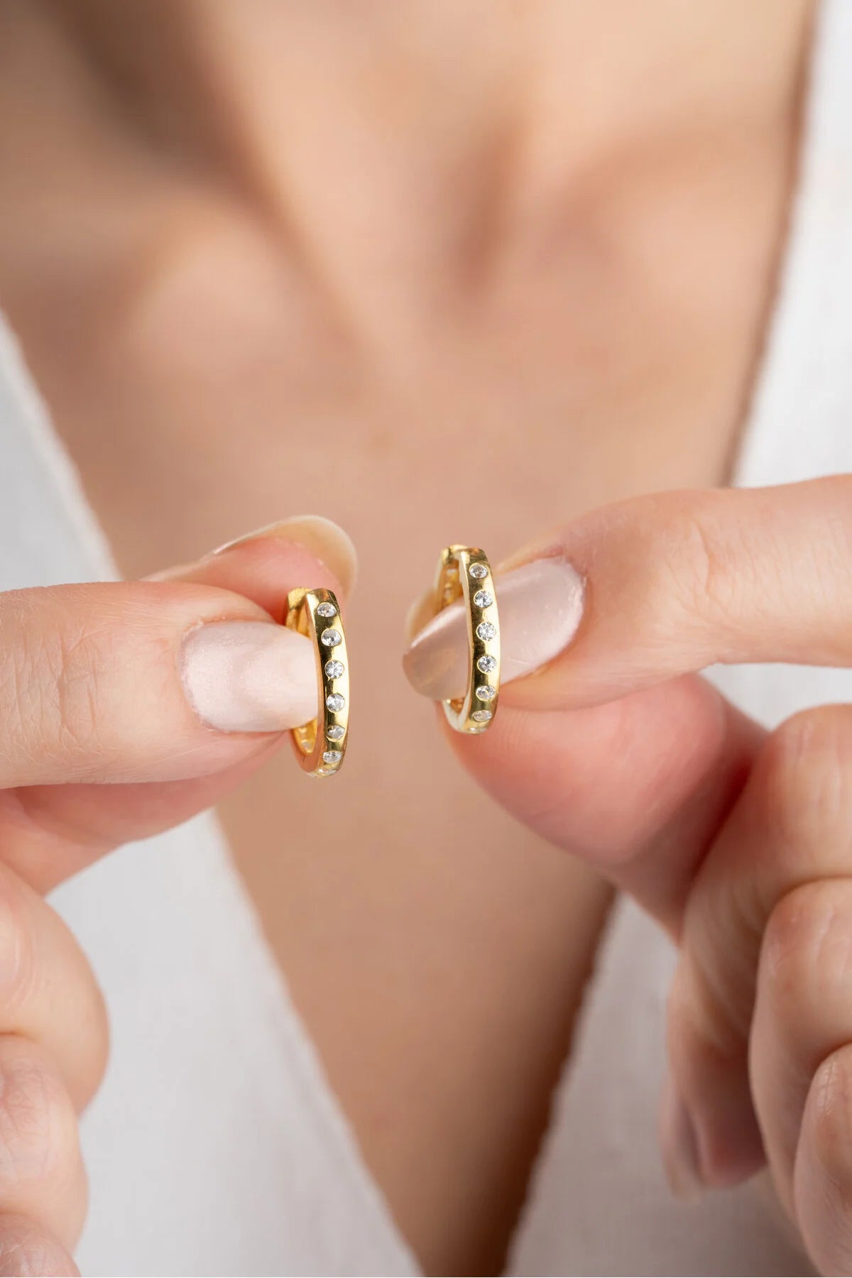 Minimalistische Steentjes Creolen | 925 Zilver