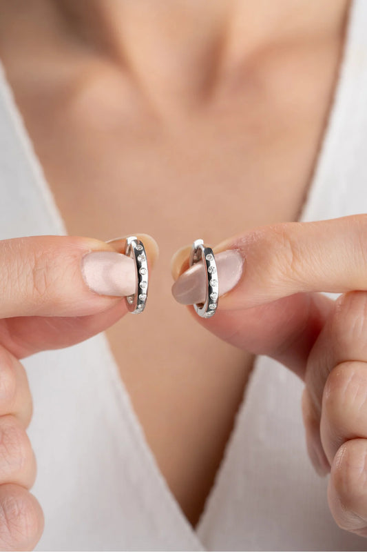 Minimalistische Steentjes Creolen | 925 Zilver