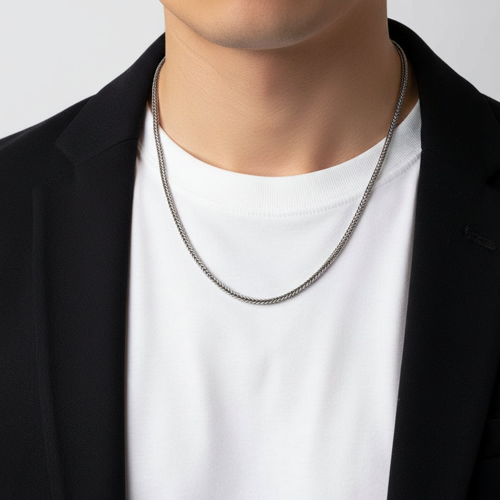 Collier en argent sterling 925 & ensemble de bracelets 2,5 mm