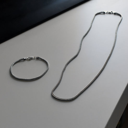Collier en argent sterling 925 & ensemble de bracelets 2,5 mm