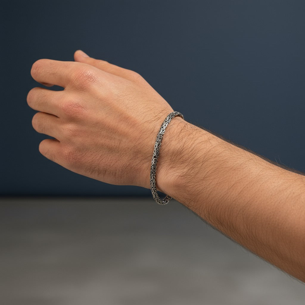Bracelet à maillons royaux en argent sterling 925 (5 mm - 21 cm)