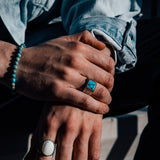 Bague pour homme en argent 925 avec pierre turquoise ORTBL191