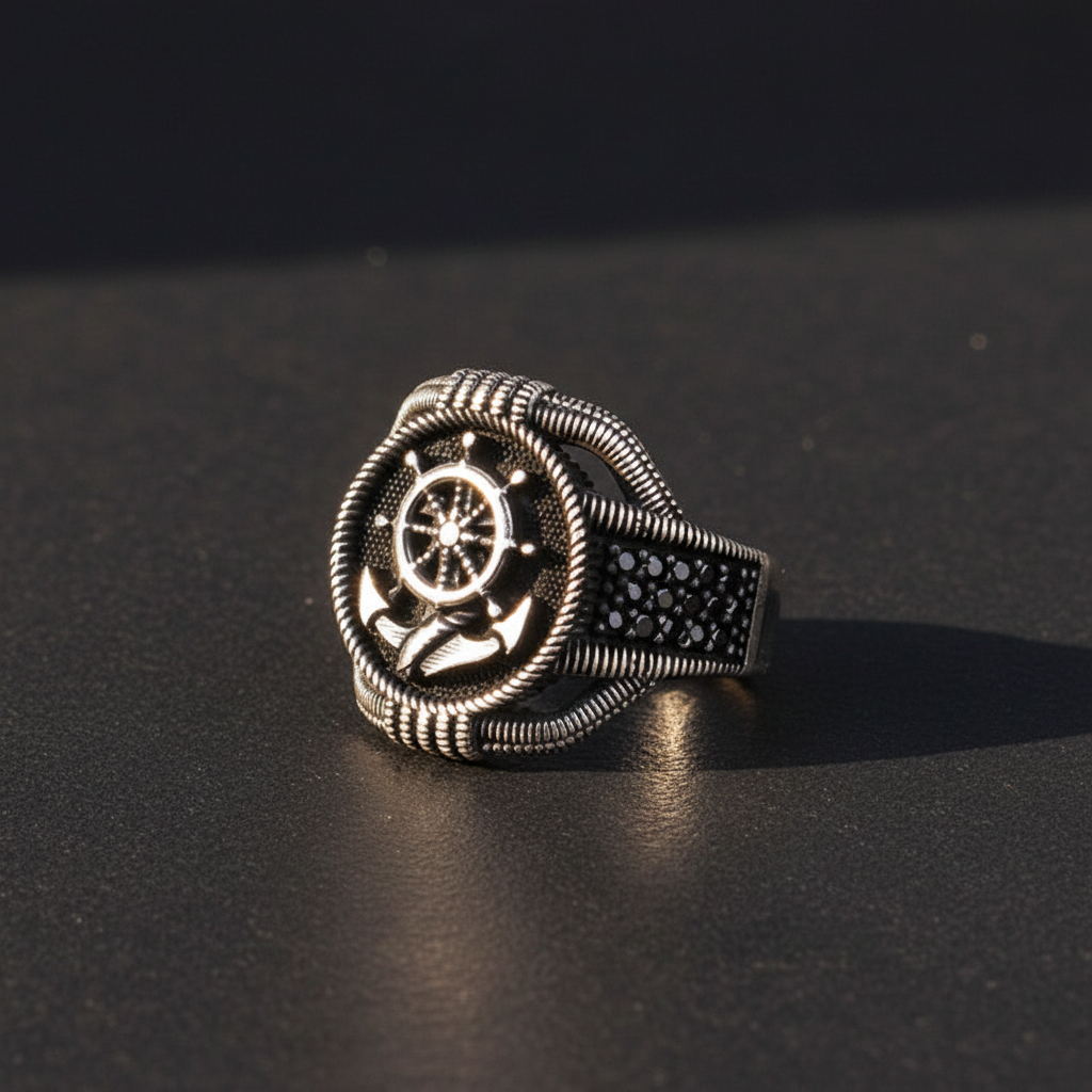 Bague en argent pour homme Anchor