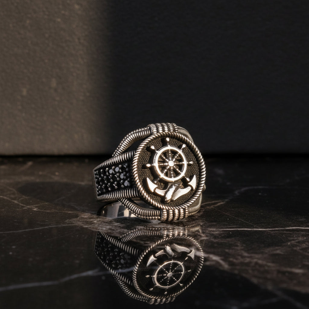 Bague en argent pour homme Anchor