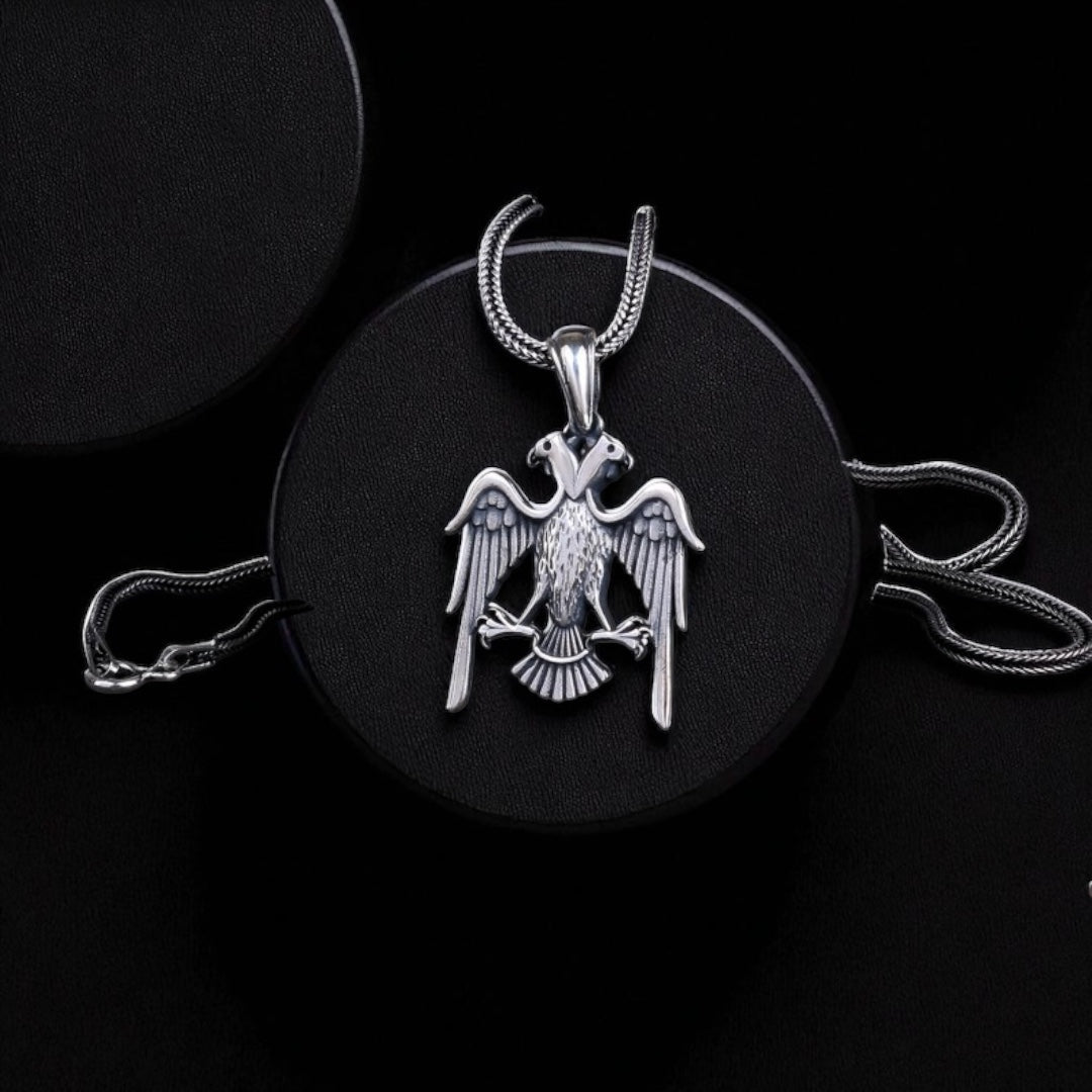 925 Silver Double-Tashed Eagle Pendant