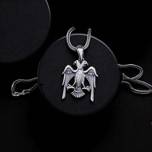 925 Silver Double-Tashed Eagle Pendant