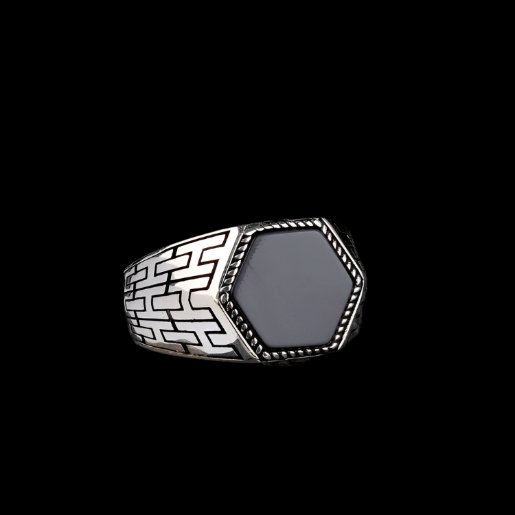 Bague pour homme en argent avec onyx