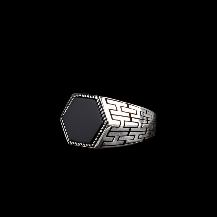 Bague pour homme en argent avec onyx