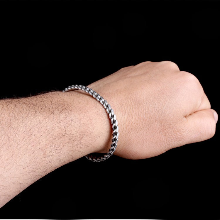 Gedraaide 925 Sterling Zilver Heren Armband