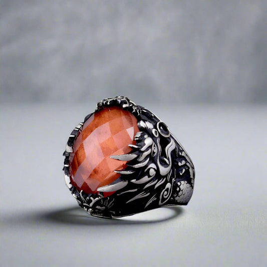 Anneau d'hommes Dracofire avec Zultanit et Dragon Motif - 925 Silver
