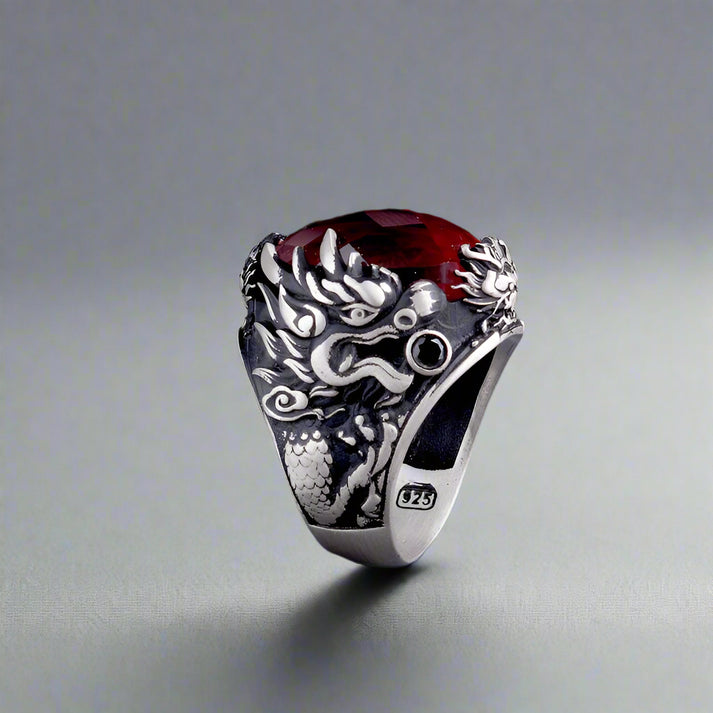 Anneau d'hommes Dracofire avec Zultanit et Dragon Motif - 925 Silver