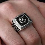 Bague en argent pour homme avec figure de lion